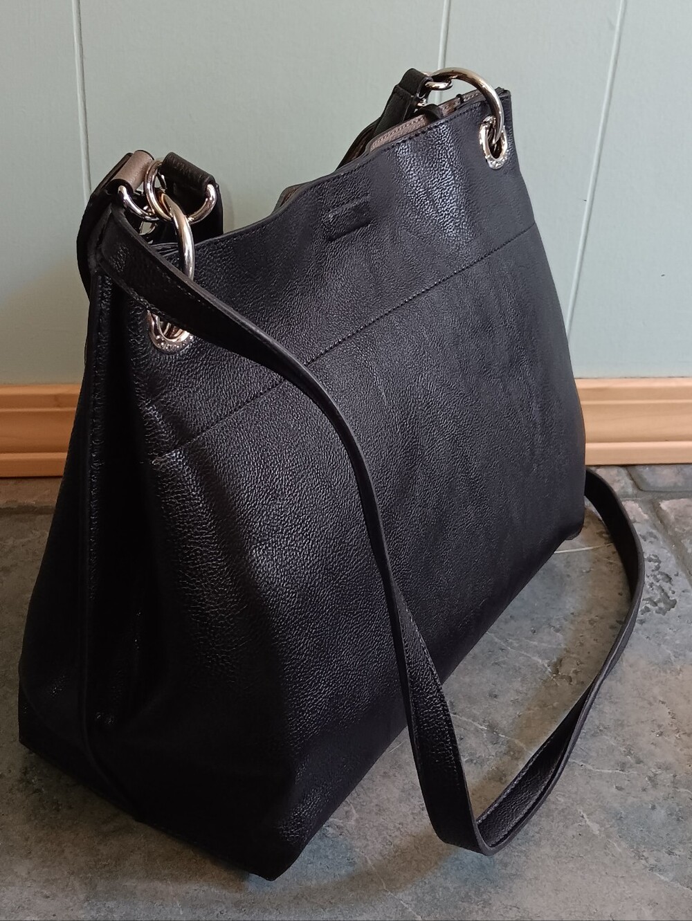 Calvin Klein Black Shoulder Tote with Double Strap Handles NWT - Picture 3 of 15